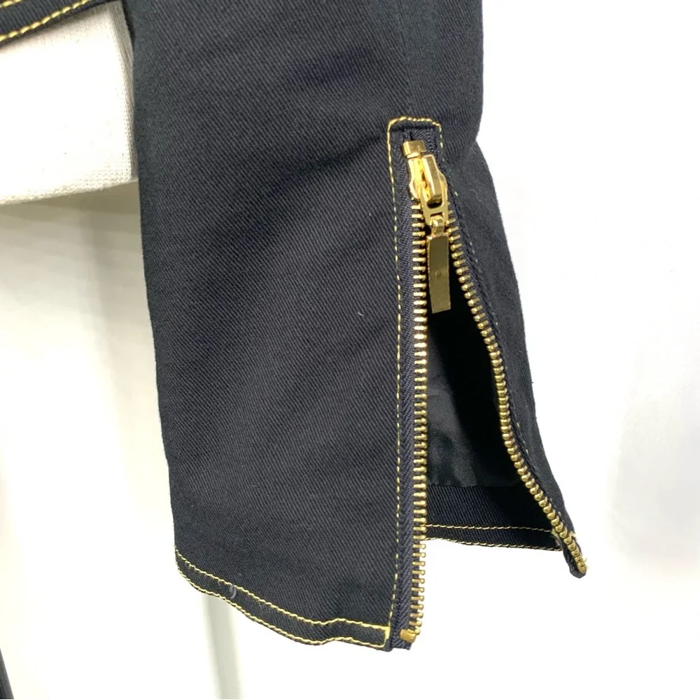 ❗️SOLD❗️Y2K Georgiou Studio Black Denim Tailored Mock Neck Zip Jacket S - Picture 7 of 11